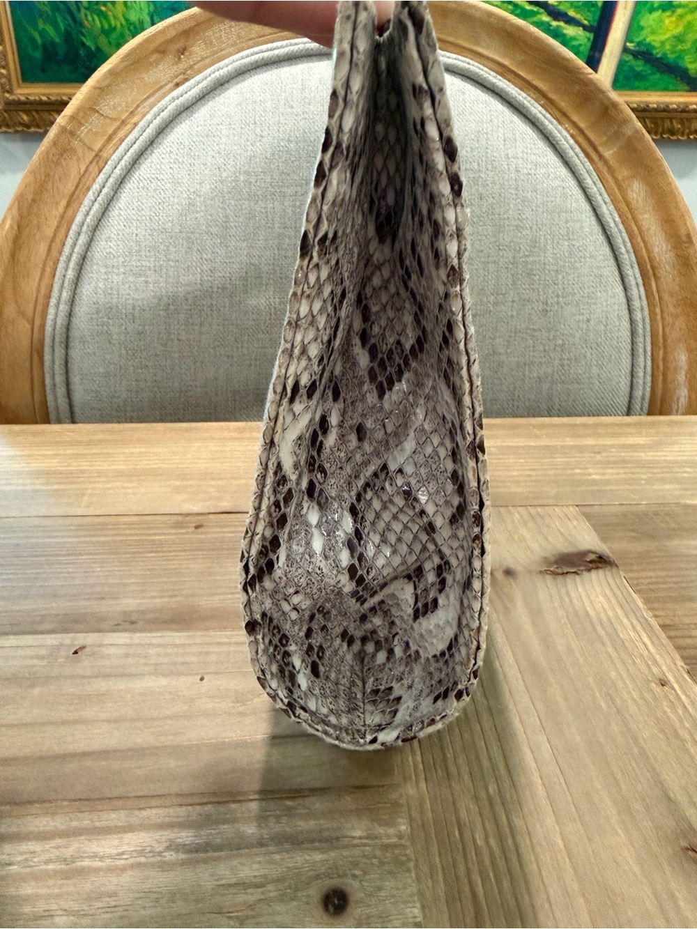 The Limited Beige Snake-Print Clutch - Picture 5 of 15